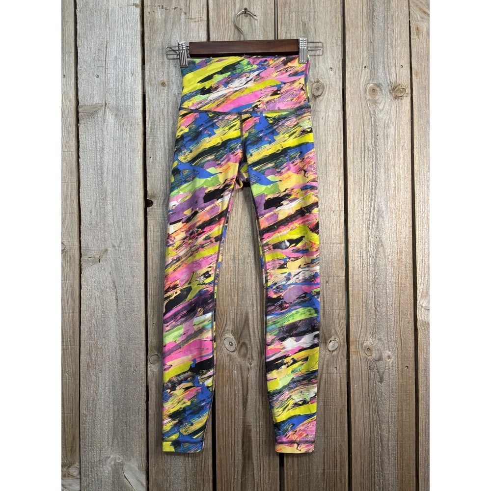 Lululemon Wanderlust Multi Color Brushstroke High Leggings Size 2 25" Inseam